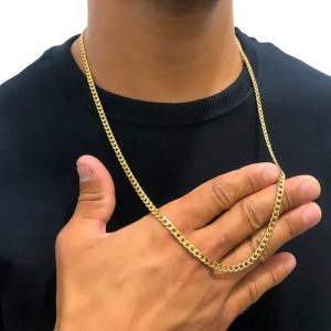 Corrente Masculina Outlet Premium Ouro 4mm 70cm Aço Inox Não Perde A Cor Cor Dourado