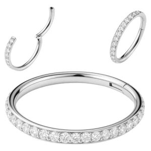Piercing Titânio Argola Click Cravejada 6mm 8mm 10mm 12mm