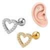 Piercing Orelha Trágus Hélix Conch Coração Vazado Aço