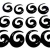 Alargador Espiral Preto 9mm 12mm 14mm 16mm Cartela 12 Unidades Unissex Plastico Conico Preto