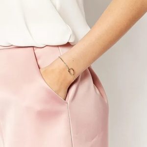 Pulseira Feminina Bracelete Nó Coração Casamento Kit 2 Peças Comprimento 6 cm Diâmetro 6 cm