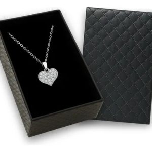 Colar Feminino Pingente Coração Brilhante Aço Inox Presente Cor Prateado