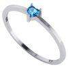 Anel Solitário Topázio Azul Coração Prata 925 - Feminino