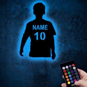 Luminaria de parede jogador RGB futebol em mdf personalizado com nome marca logo frase