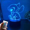 Luminaria RGB com base e controle abajur lilo stitch acrilico personalizado com nome marca logo frase