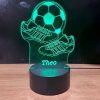Luminaria RGB com base abajur acrilico colorido chuteira bola futebol jogador personalizado com nome marca logo frase