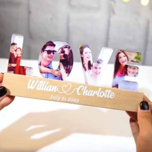 Quadro de mesa porta retrato personalizado com nome marca logo frase foto