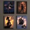 Quadro de parede retrato com led luz acende parece pintura desenhos filmes disney warner personalizado