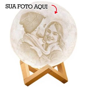 Luminária Lua Cheia 3d Usb 11cm Personalizada com Foto e nome abajur