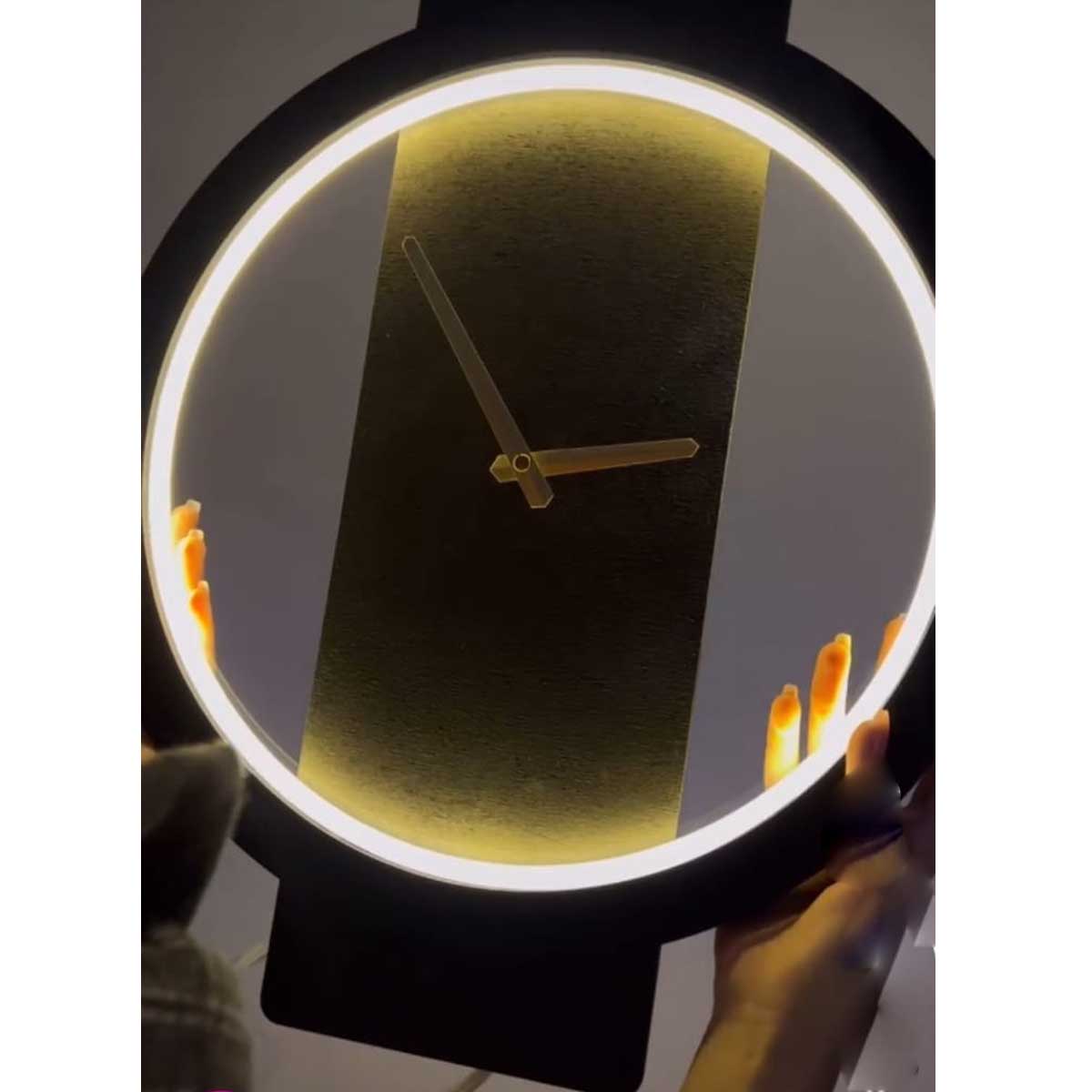 Relogio de parede com led luz brilha moderno elegante