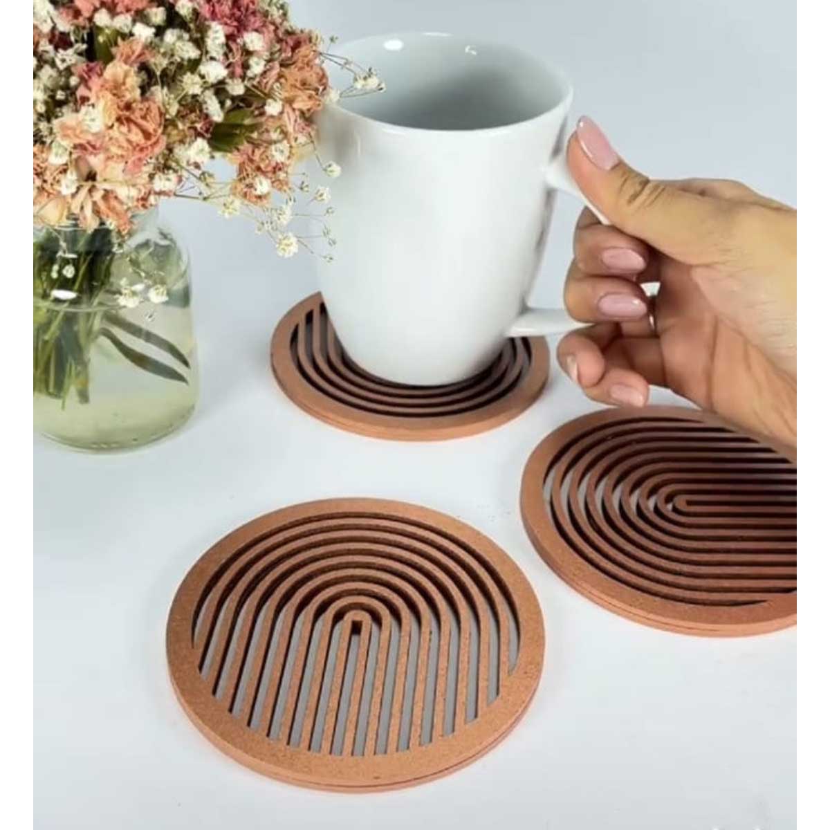 6 Porta Copos de madeira mdf chique elegante moderno elegante