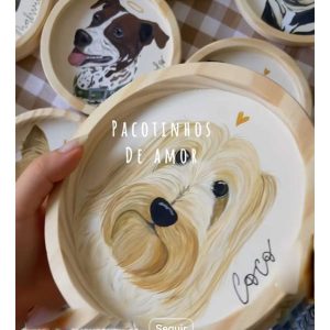 Placa decorativa estilo pintura do seu pet em pinus e mdf quadro redondo parede porta