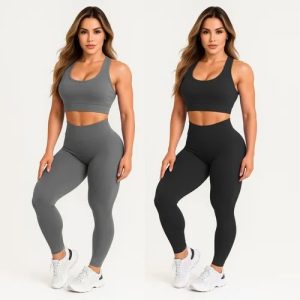 Kit 2 Conjuntos Calça Legging E Top Roupas Para Academia