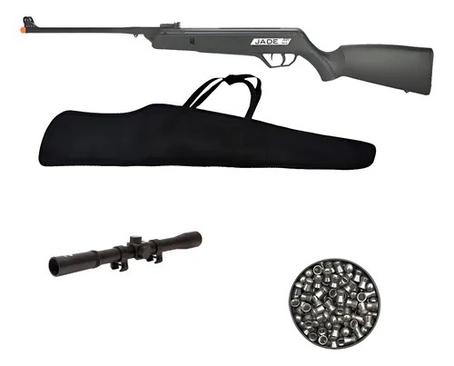 Carabina Rifle Cbc Jade 5.5 + Luneta + Chumbinho + Capa Preto 5.5 Mm