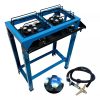 Fogão Industrial 2 Bocas Jr Alta Pressão Com Pé Registro E Mangueira Roa Cor Azul
