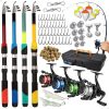 Pescamping Kit Pesca Completo 4 Varas Fibra De Vidro E 4 Molinetes Leve Com Linha - Maleta Com Acessórios Bóias Chumbada
