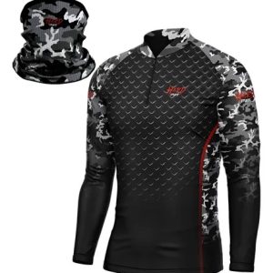 Kit Camiseta De Pesca Modelo Black + Bandana Unissex Uv50+