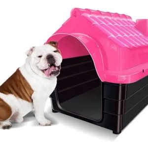 Casa Casinha Cachorro Plástica Desmontável N4 Grande Mecpet Cor Rosa