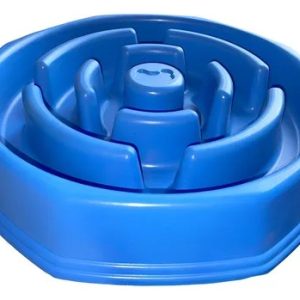Pote De Ração Lento Educativo Interativo Cães Adestramento Cor Azul