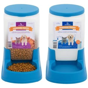 Kit Comedouro/bebedouro Peq. Automático 3 Litros Cães Gatos Cor Azul