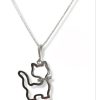 Corrente Com Pingente Gato Gatinho Pet Prata 925 45cm