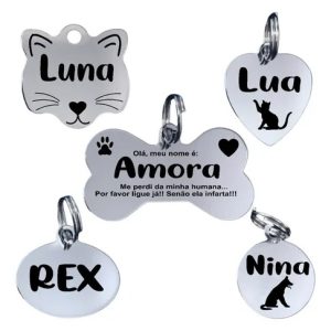 Pingente De Identificação Com Nome E Telefone Gravados