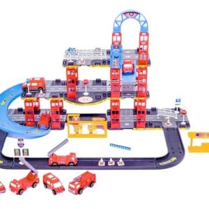 Pista De Carrinhos Bombeiros Brinquedo Infantil Corrida Vermelho