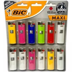 Esqueiro Bic Maxi Tamanho Grande Com 12 Unidades