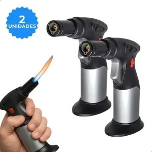 Maçarico A Gás Mini Isqueiro Portátil Pistola Recarregável Chama 1000 Graus Acendimento Automático Profissional Ak Acess