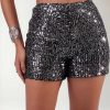 Short Bermuda Feminino Cintura Alta Paetê Balada Moda Brilho