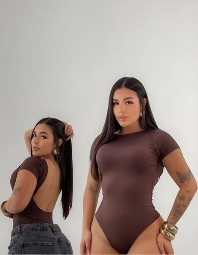 Body Manga Curta Feminino Gola Careca Redonda Casual