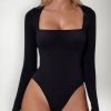 Body Feminino De Frio Decote Quadrado Manga Longa Chique
