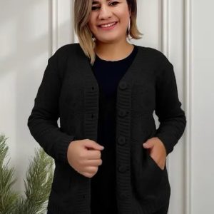 Casaco Basico Botões Tricot Inverno