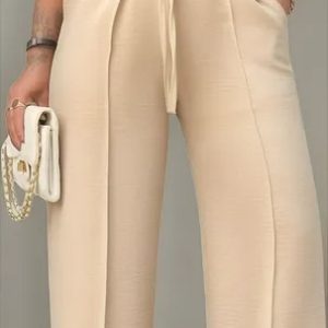 Calça Pantalona Duna Wide Leg Feminina Com Elástico E Bolso
