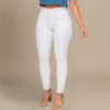 Calça Jeans Branca Feminina Skinny Cós Alto Com Lycra