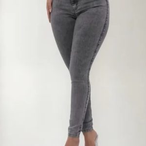 Calça Jeans Feminina Skinny Preta Marmorizada Grafite