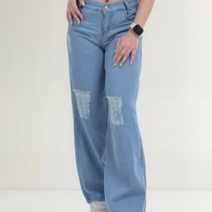 Calça Jeans Wide Leg Bag Feminina Infantil Premium Juvenil
