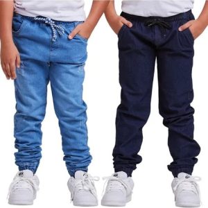Kit 2 Calças Jeans Jogger Infantil Menino 2 A 16 Anos