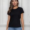 Camiseta Feminina Básica Algodão Lisa Branca Preta