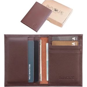 BellVOLPE Slim Cor Marrom Carteira Masculina Feminina Couro Legítimo