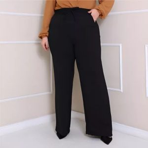 Calça Pantalona Plus Size Duna Com Elastico Na Cintura