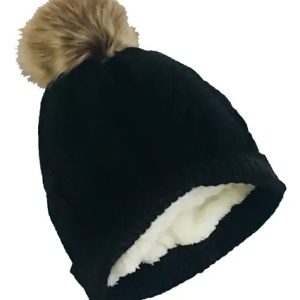 Touca Fenimina Adulto Gorro De Lã Forrada Pompom De Pelinho