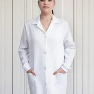 Jaleco De Oxford Branco Com Gola Manga Longa Punho