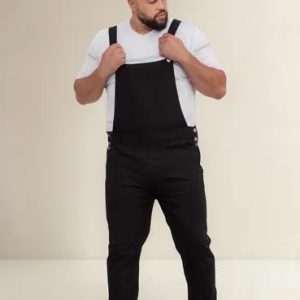 Macacao Masculino Preto Sarja Plus Size Jardineira 48 A 54
