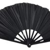Leque De Mão Grande Taichi Kung Fu Dança Festa Liso 63x34 Cm Cor Preto Lisa