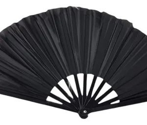 Leque De Mão Grande Taichi Kung Fu Dança Festa Liso 63x34 Cm Cor Preto Lisa