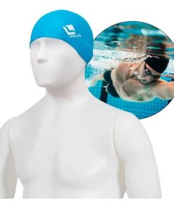Touca De Natação De Silicone Azul Vollo Piscina Mergulho Desenho do tecido Liso Tamanho UNICO