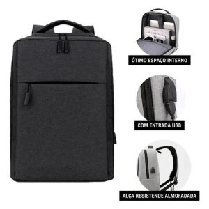 Mochila Notebook Moderna Resistente Miran Cor preto 30L