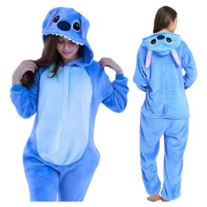 Pijama Fantasia Stitch Adulto Unisex De Plush Com Zíper