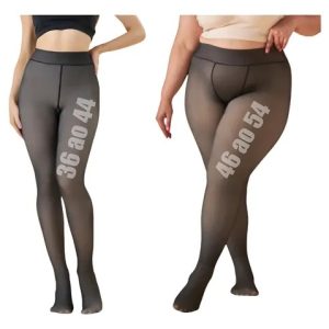 Meia Calça Térmica Lã Plus Size Translúcida Forrada Pelúcia